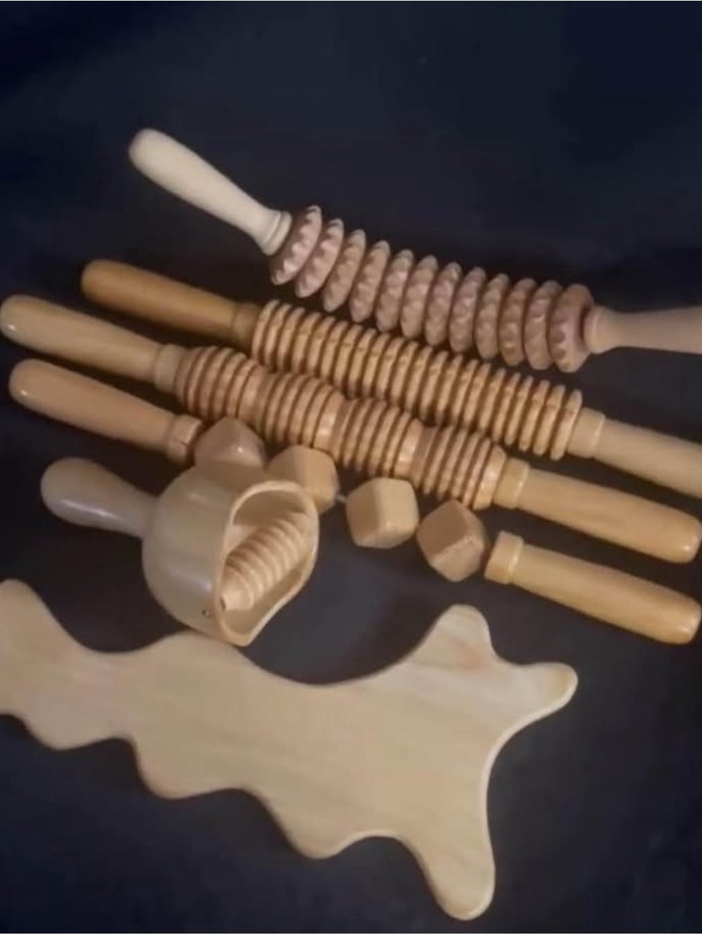 Set of Wooden Massage Tools in Natural Wood
